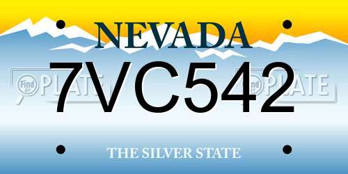 7VC542 Nevada License Plate