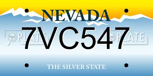 7VC547 Nevada License Plate