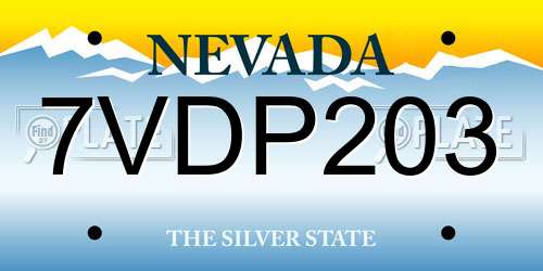 7VDP203 Nevada License Plate