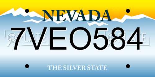 7VEO584 Nevada License Plate