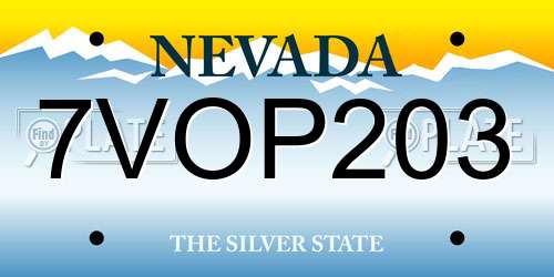 7VOP203 Nevada License Plate