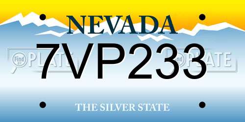 7VP233 Nevada License Plate