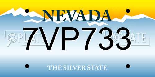 7VP733 Nevada License Plate
