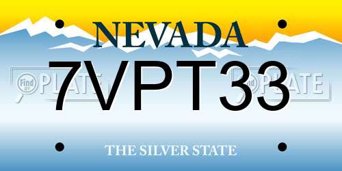 7VPT33 Nevada License Plate