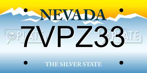 7VPZ33 Nevada License Plate