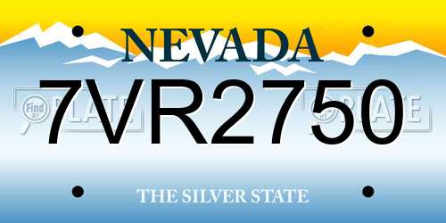 7VR2750 Nevada License Plate