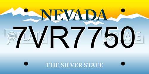 7VR7750 Nevada License Plate