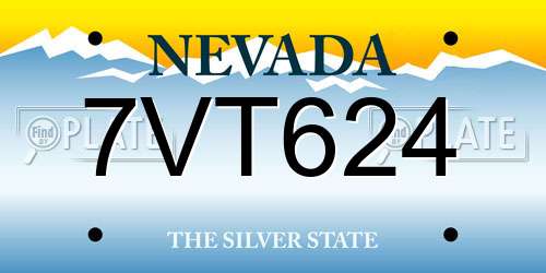 7VT624 Nevada License Plate