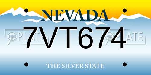7VT674 Nevada License Plate