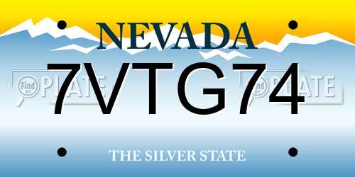 7VTG74 Nevada License Plate