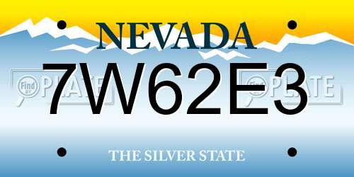 7W62E3 Nevada License Plate