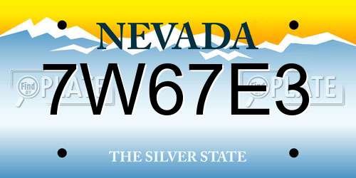 7W67E3 Nevada License Plate