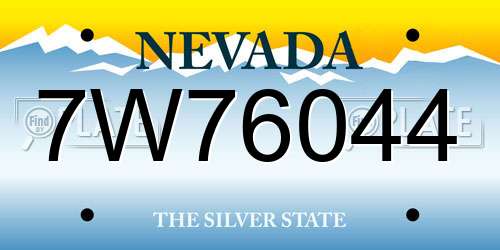 7W76044 Nevada License Plate