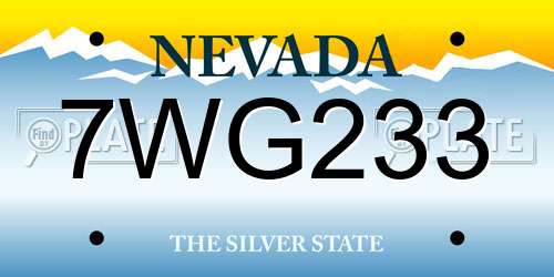 7WG233 Nevada License Plate