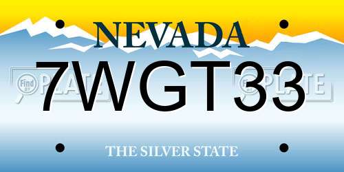 7WGT33 Nevada License Plate