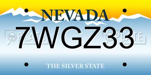 7WGZ33 Nevada License Plate