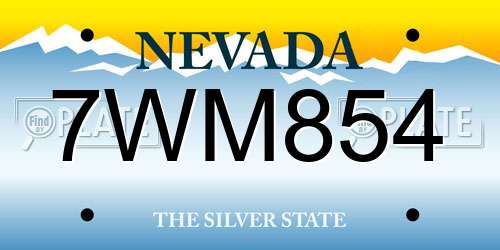 7WM854 Nevada License Plate