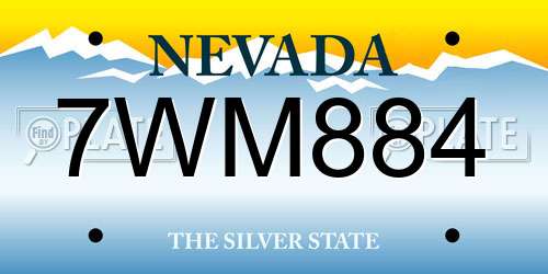 7WM884 Nevada License Plate