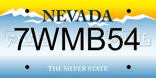 7WMB54 Nevada License Plate