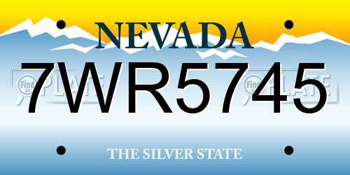 7WR5745 Nevada License Plate