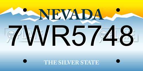 7WR5748 Nevada License Plate