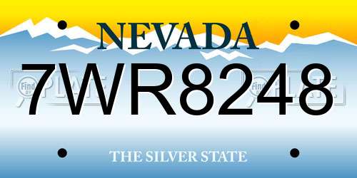 7WR8248 Nevada License Plate