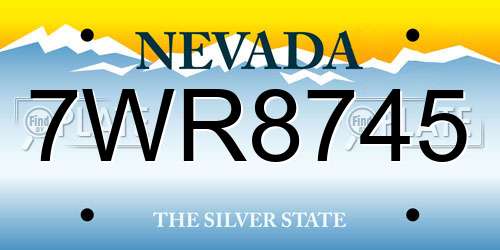 7WR8745 Nevada License Plate