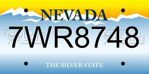 7WR8748 Nevada License Plate