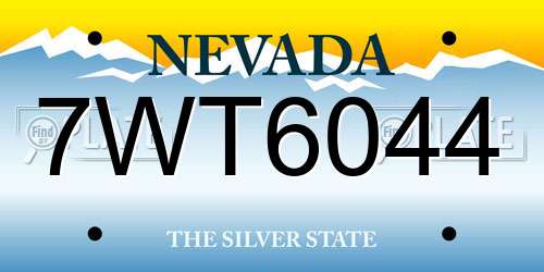 7WT6044 Nevada License Plate