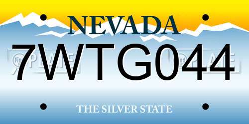 7WTG044 Nevada License Plate