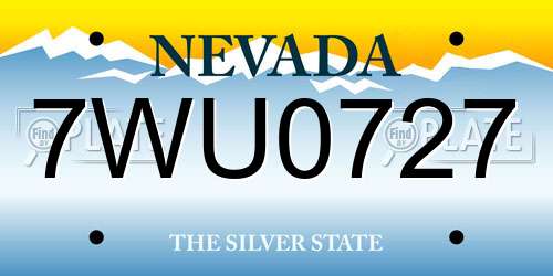 7WU0727 Nevada License Plate