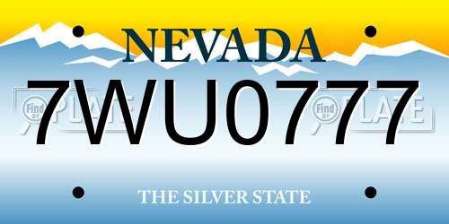 7WU0777 Nevada License Plate