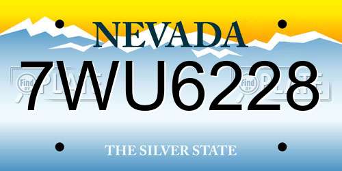 7WU6228 Nevada License Plate