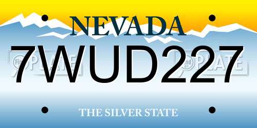 7WUD227 Nevada License Plate