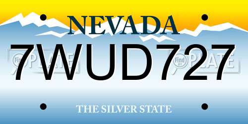 7WUD727 Nevada License Plate