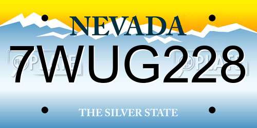 7WUG228 Nevada License Plate