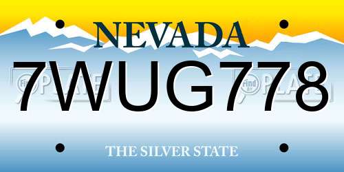 7WUG778 Nevada License Plate