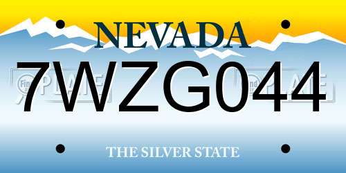 7WZG044 Nevada License Plate