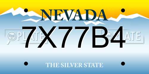 7X77B4 Nevada License Plate