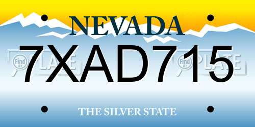 7XAD715 Nevada License Plate