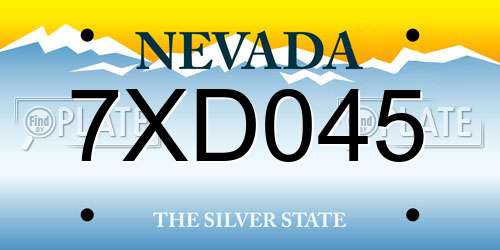 7XD045 Nevada License Plate