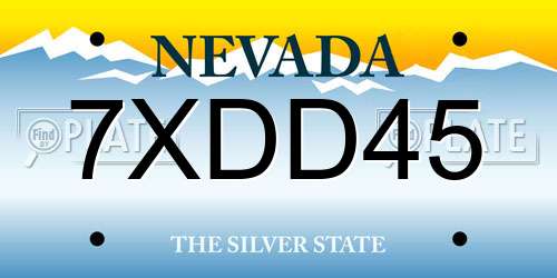 7XDD45 Nevada License Plate