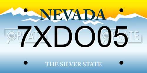 7XDO05 Nevada License Plate