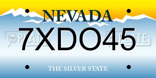7XDO45 Nevada License Plate