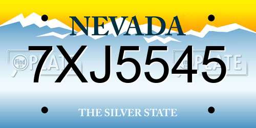 7XJ5545 Nevada License Plate