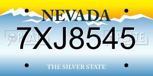 7XJ8545 Nevada License Plate