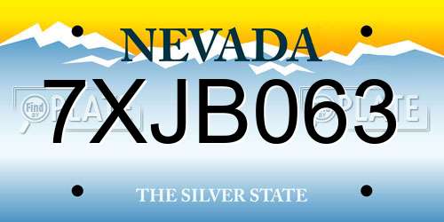 7XJB063 Nevada License Plate