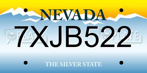 7XJB522 Nevada License Plate