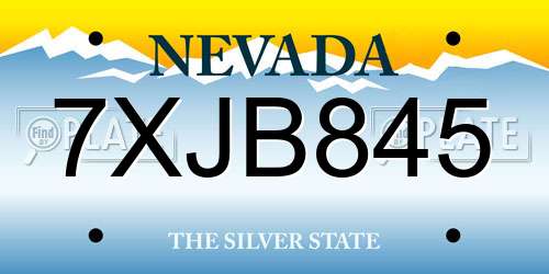 7XJB845 Nevada License Plate