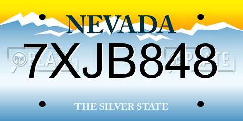 7XJB848 Nevada License Plate